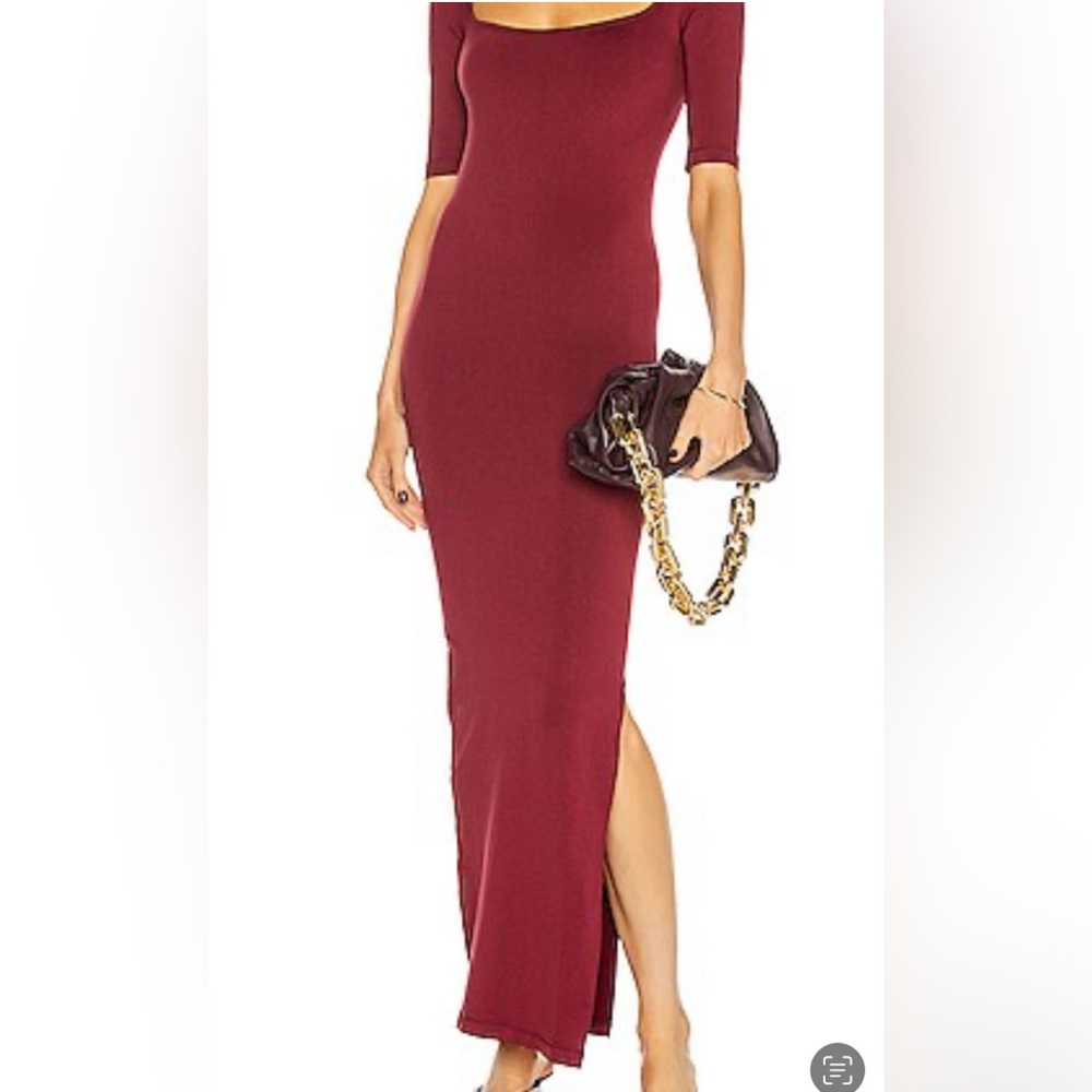 Simon Miller square neck stretch dress burgandy color